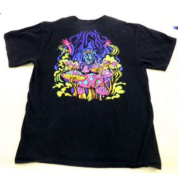 Alab Neon Psychedelic Mushroom Graphic Tee Neon Black Light Large Shirt - Picture 2 of 7